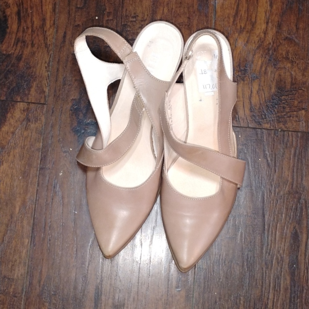 Pointed Toe Slingback Flats in Nude